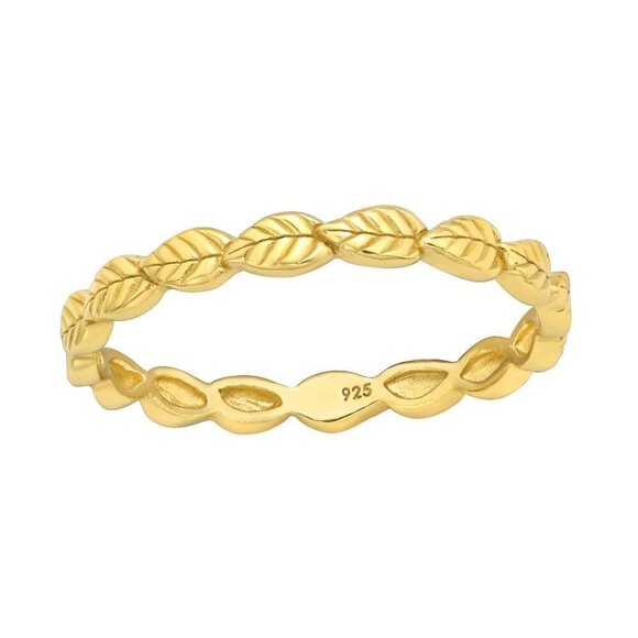 24k Gold Vermeil Leaf Ring - Picture 1 of 8